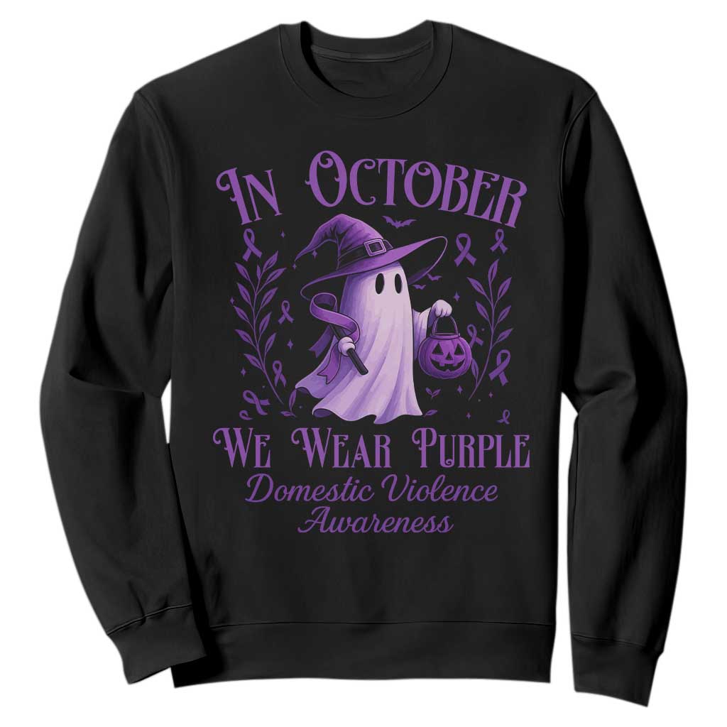 Domestic Violence Prevention Sweatshirt Halloween October Wear Purple Ghost Support Squad