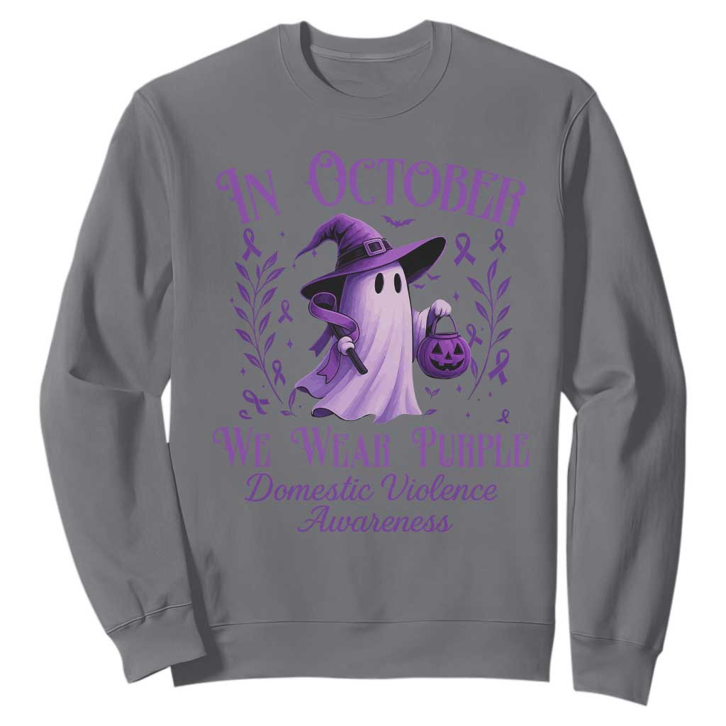 Domestic Violence Prevention Sweatshirt Halloween October Wear Purple Ghost Support Squad