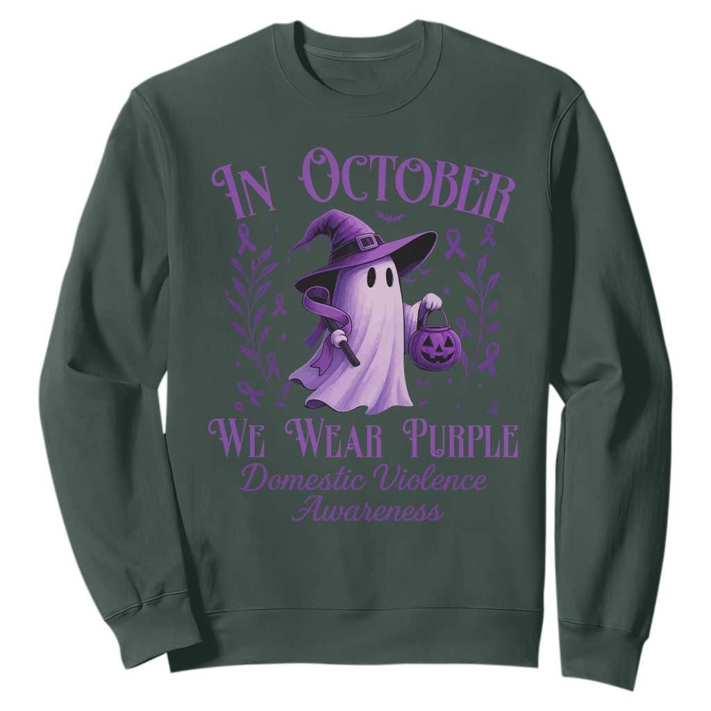 Domestic Violence Prevention Sweatshirt Halloween October Wear Purple Ghost Support Squad