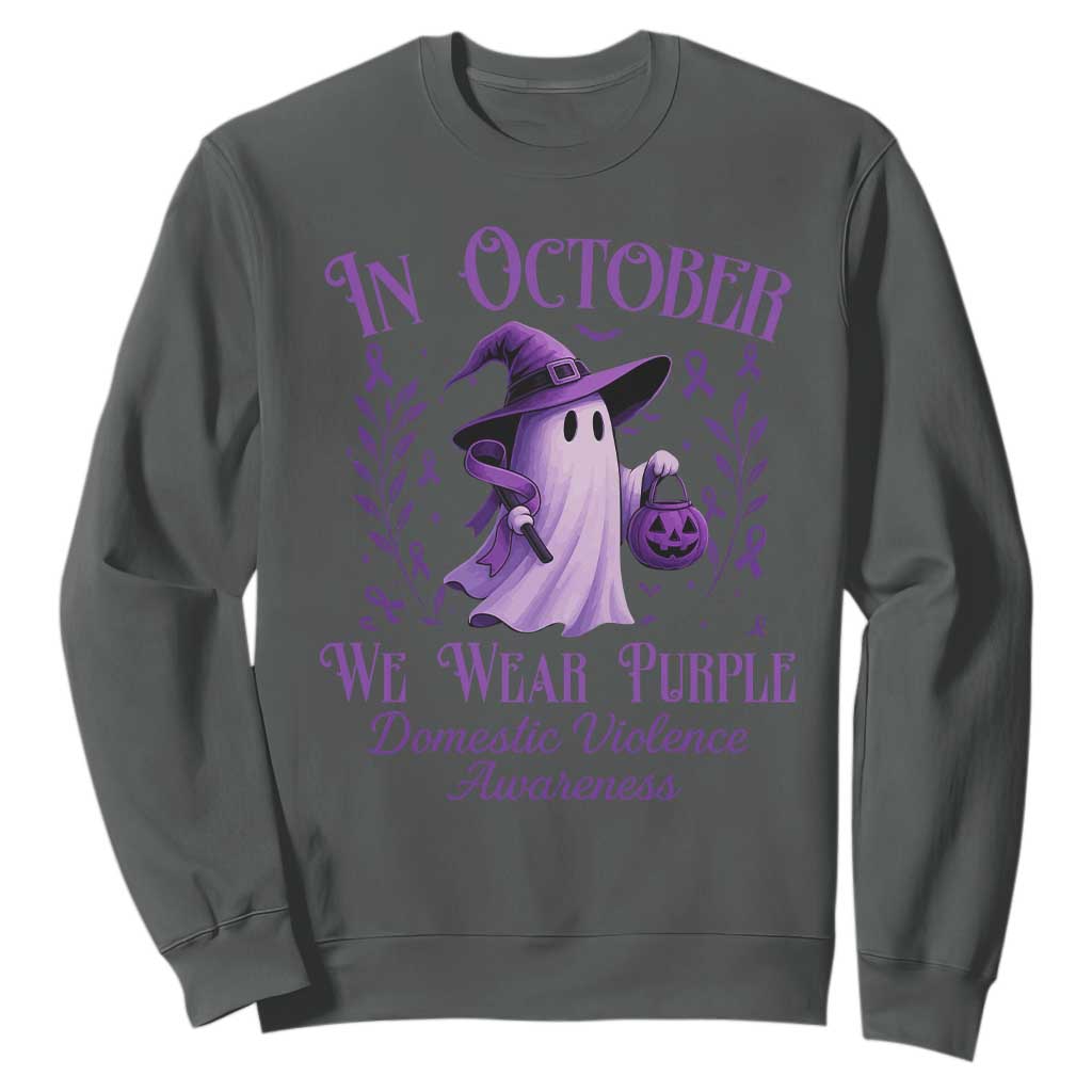 Domestic Violence Prevention Sweatshirt Halloween October Wear Purple Ghost Support Squad