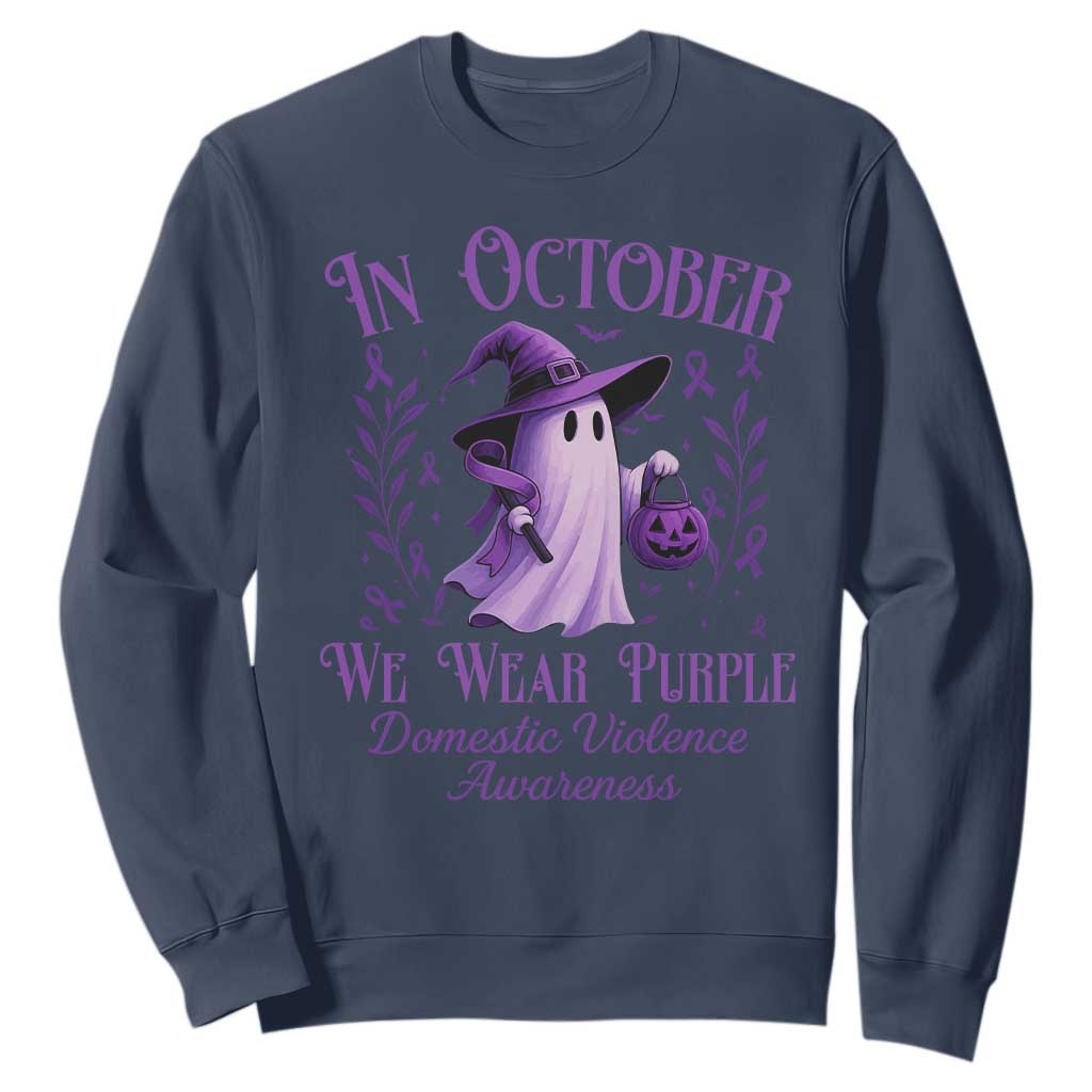 Domestic Violence Prevention Sweatshirt Halloween October Wear Purple Ghost Support Squad