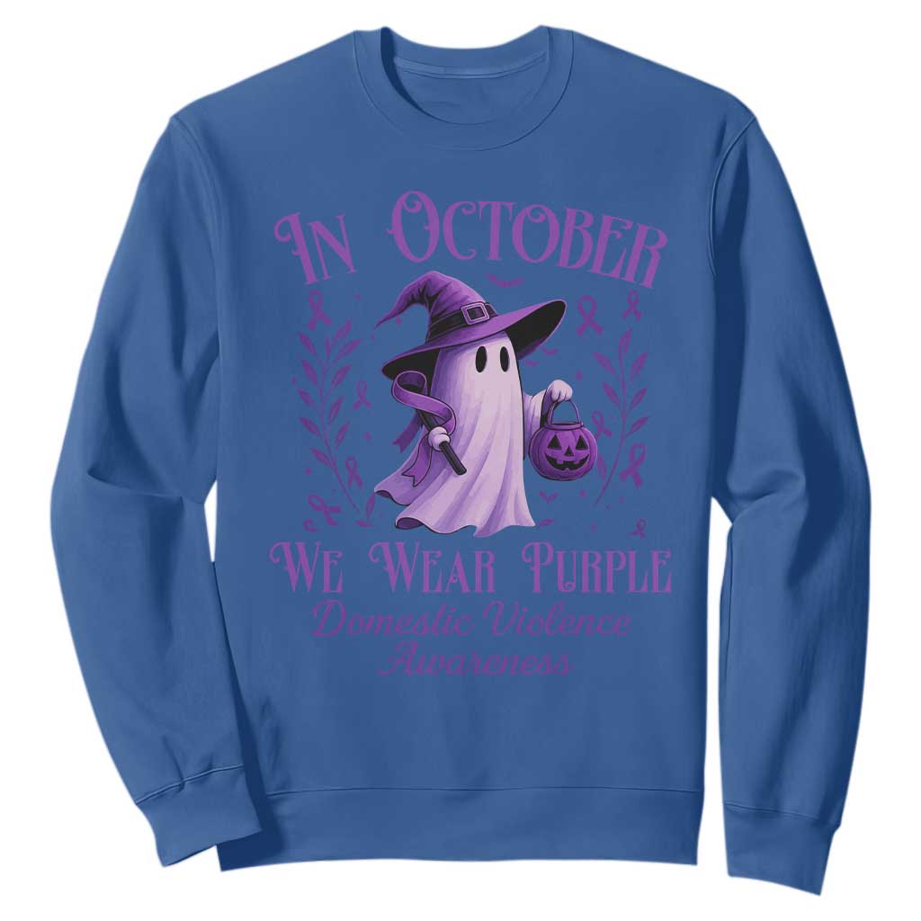 Domestic Violence Prevention Sweatshirt Halloween October Wear Purple Ghost Support Squad