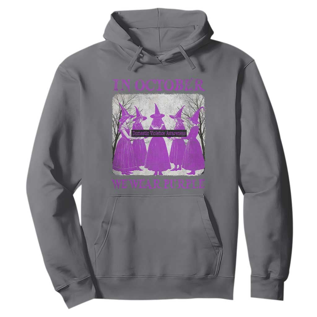 Retro In October We Wear Purple Witch Domestic Violence Support Hoodie