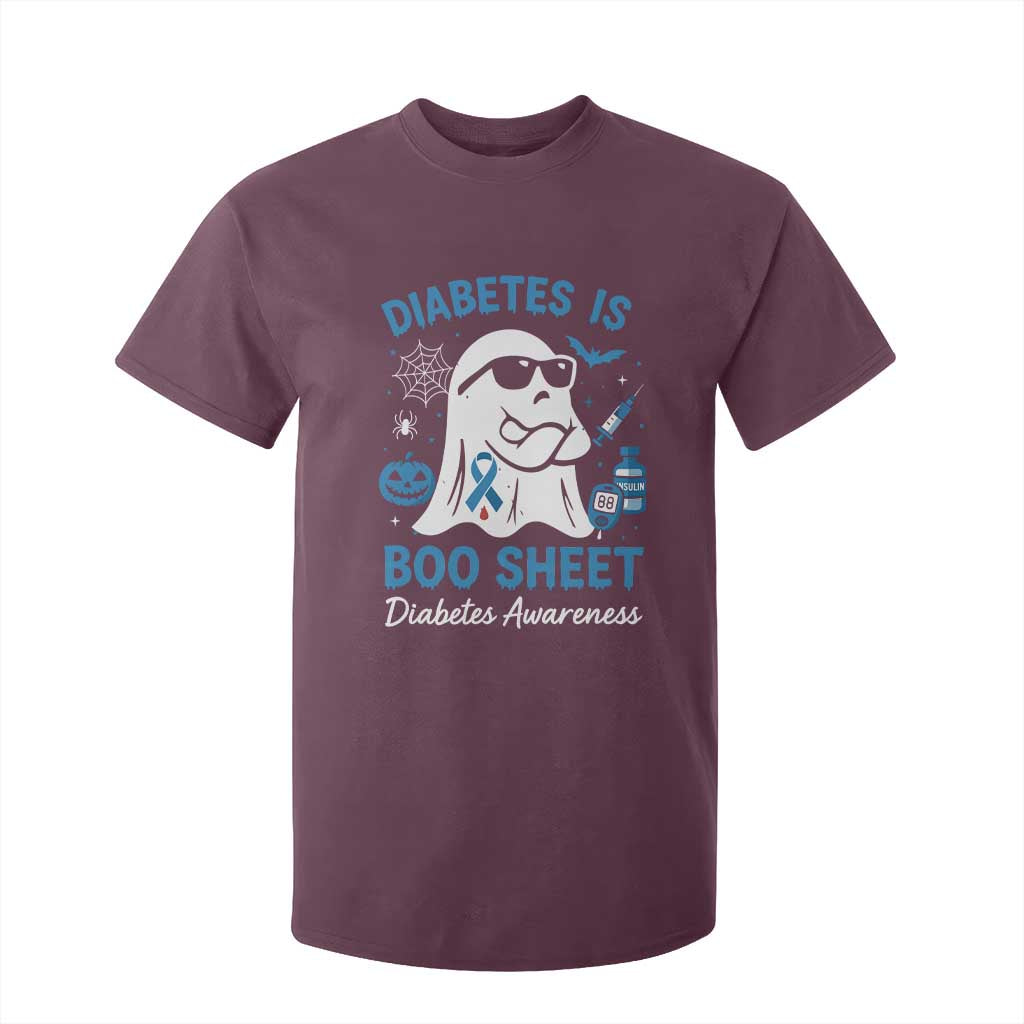 Diabetes is Boo Sheet T Shirt For Kid Funny Halloween Ghost Diabetes Type 1 2 Support