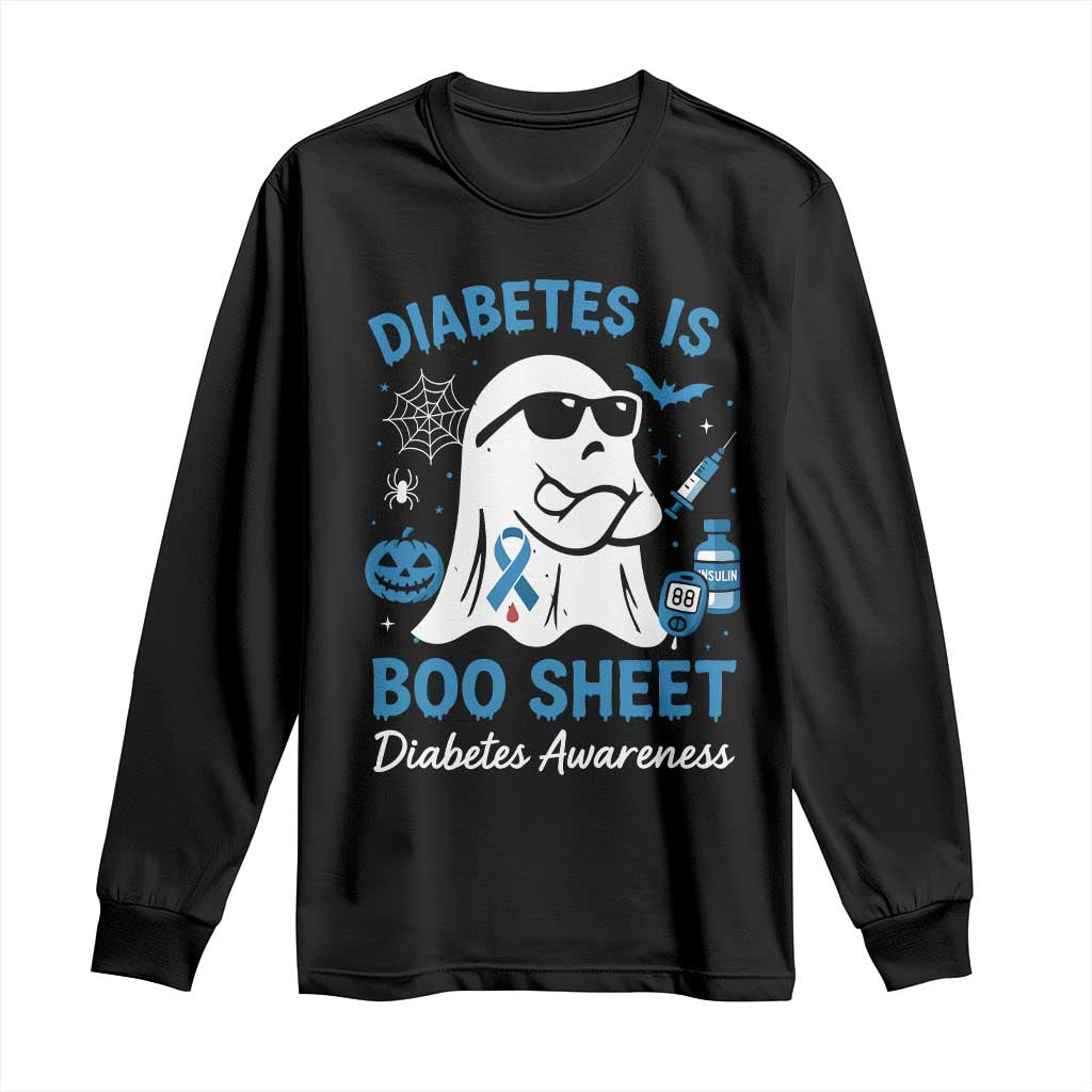Diabetes is Boo Sheet Long Sleeve Shirt Funny Halloween Ghost Diabetes Type 1 2 Support