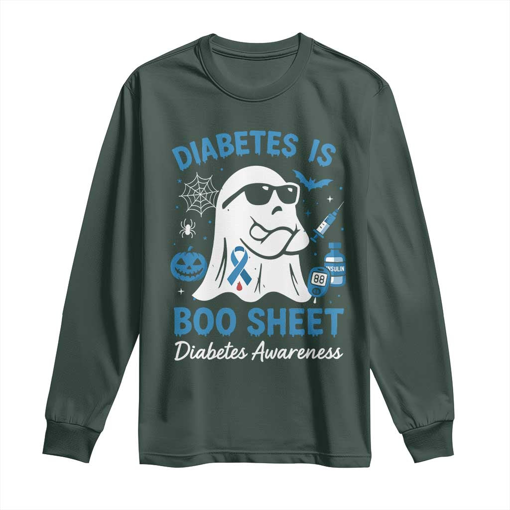 Diabetes is Boo Sheet Long Sleeve Shirt Funny Halloween Ghost Diabetes Type 1 2 Support
