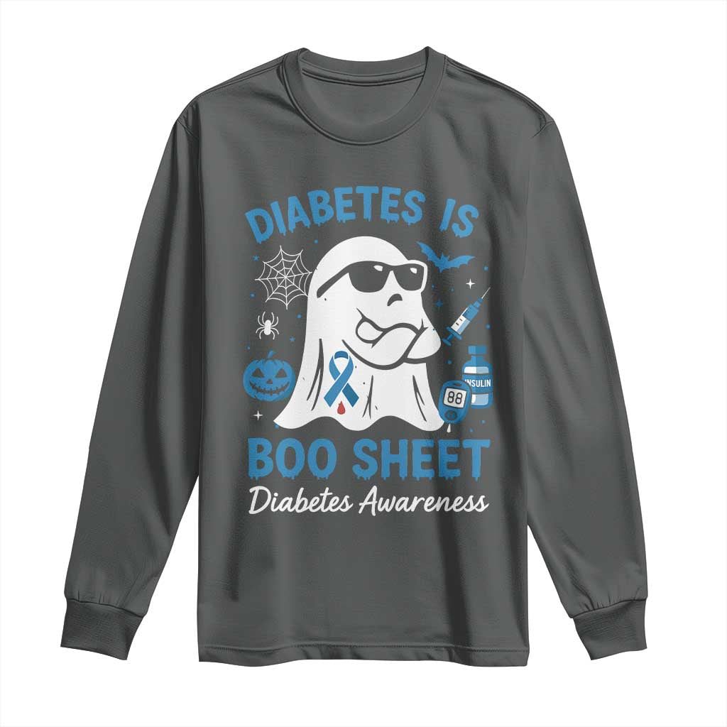 Diabetes is Boo Sheet Long Sleeve Shirt Funny Halloween Ghost Diabetes Type 1 2 Support