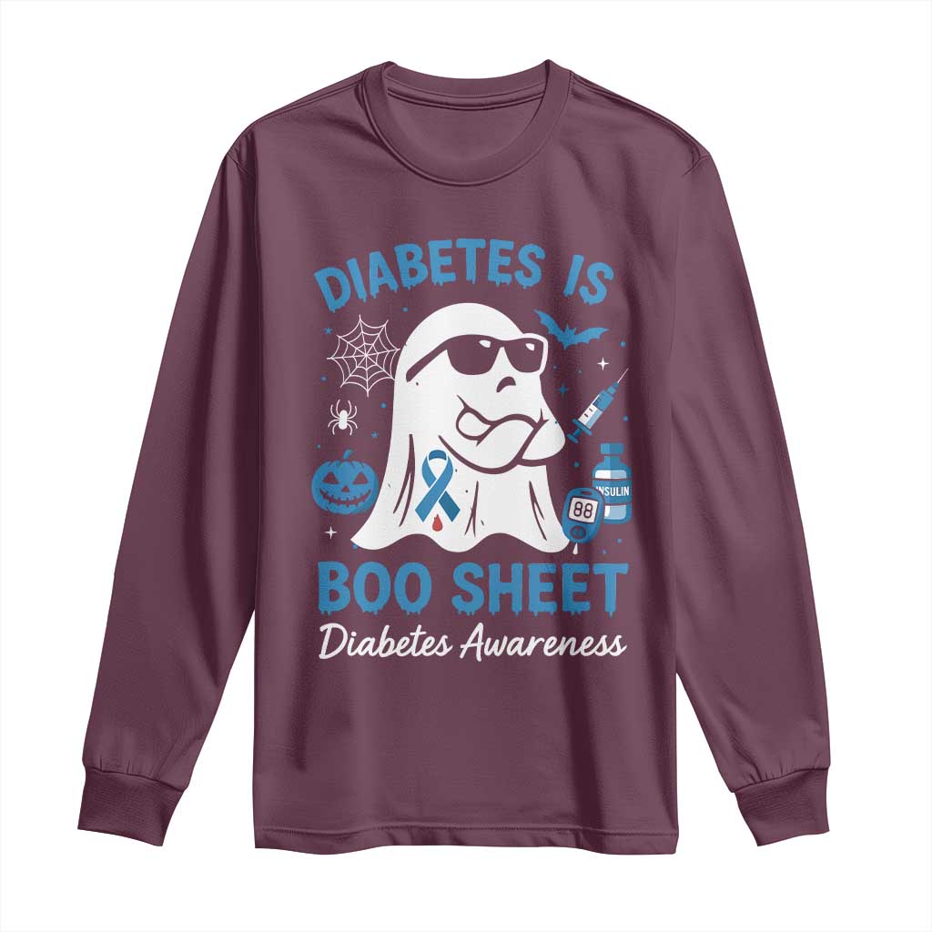 Diabetes is Boo Sheet Long Sleeve Shirt Funny Halloween Ghost Diabetes Type 1 2 Support