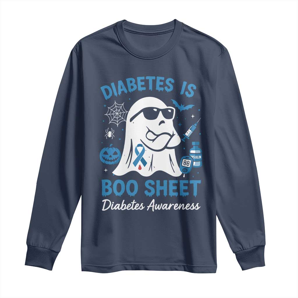 Diabetes is Boo Sheet Long Sleeve Shirt Funny Halloween Ghost Diabetes Type 1 2 Support