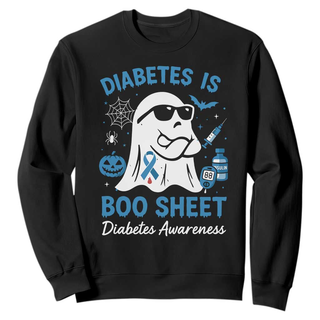 Diabetes is Boo Sheet Sweatshirt Funny Halloween Ghost Diabetes Type 1 2 Support