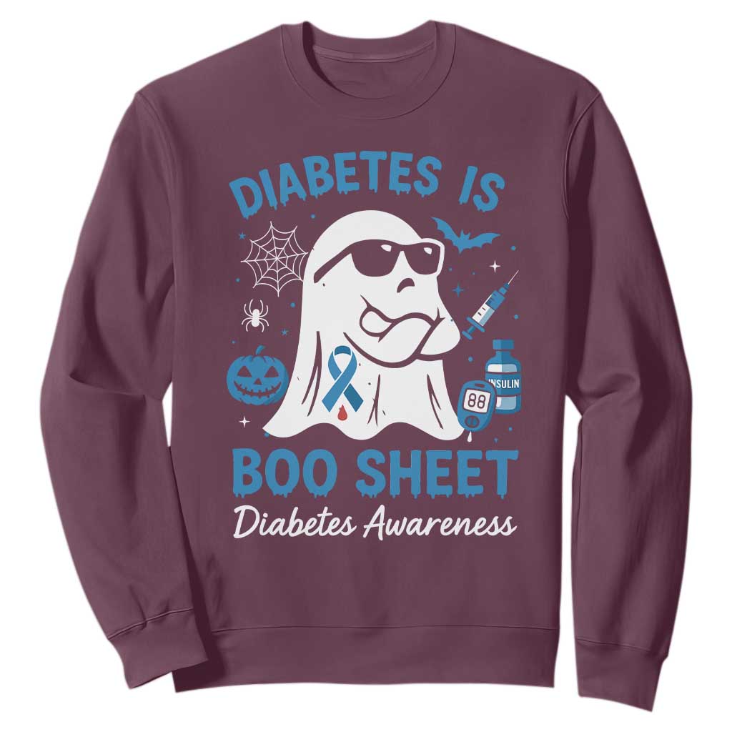 Diabetes is Boo Sheet Sweatshirt Funny Halloween Ghost Diabetes Type 1 2 Support