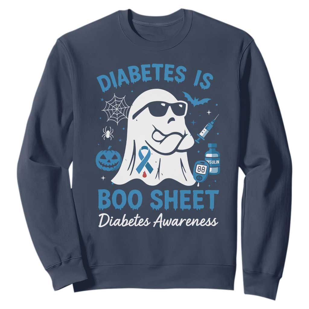 Diabetes is Boo Sheet Sweatshirt Funny Halloween Ghost Diabetes Type 1 2 Support