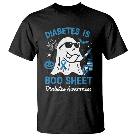 Diabetes is Boo Sheet T Shirt Funny Halloween Ghost Diabetes Type 1 2 Support