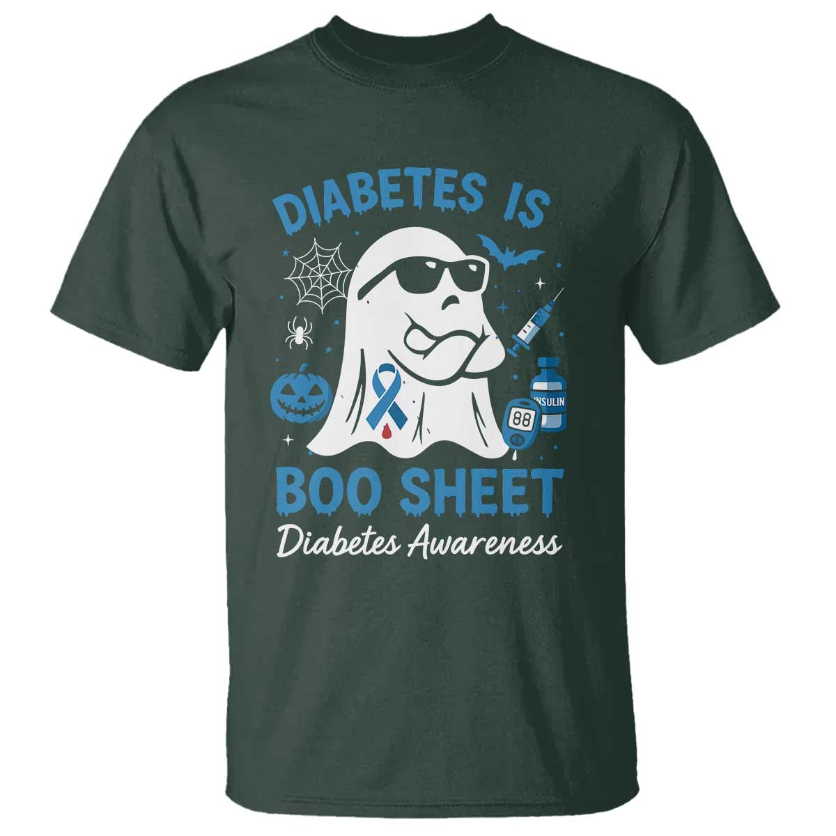 Diabetes is Boo Sheet T Shirt Funny Halloween Ghost Diabetes Type 1 2 Support