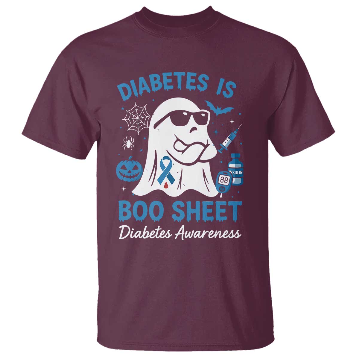 Diabetes is Boo Sheet T Shirt Funny Halloween Ghost Diabetes Type 1 2 Support