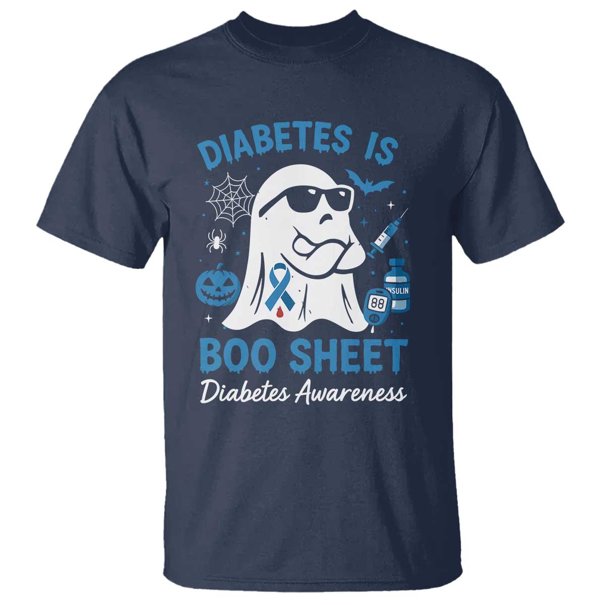 Diabetes is Boo Sheet T Shirt Funny Halloween Ghost Diabetes Type 1 2 Support