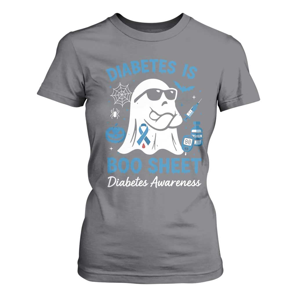 Diabetes is Boo Sheet T Shirt For Women Funny Halloween Ghost Diabetes Type 1 2 Support