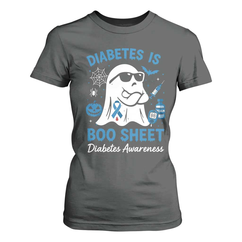 Diabetes is Boo Sheet T Shirt For Women Funny Halloween Ghost Diabetes Type 1 2 Support