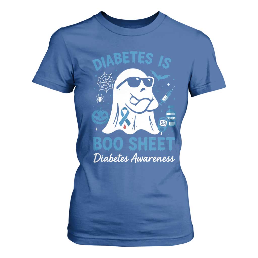 Diabetes is Boo Sheet T Shirt For Women Funny Halloween Ghost Diabetes Type 1 2 Support