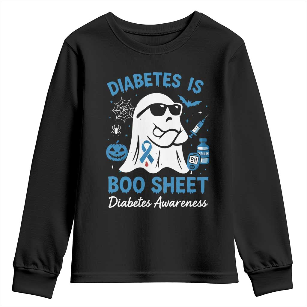 Diabetes is Boo Sheet Youth Sweatshirt Funny Halloween Ghost Diabetes Type 1 2 Support