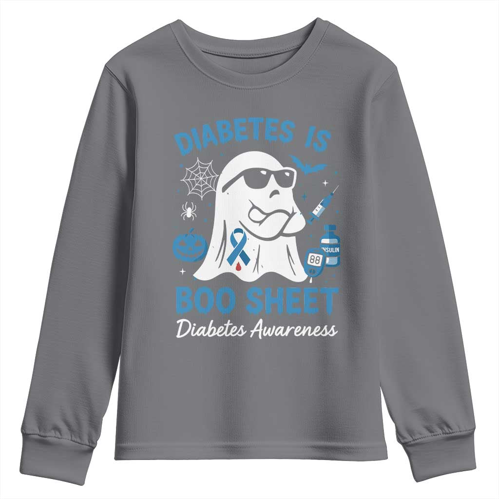 Diabetes is Boo Sheet Youth Sweatshirt Funny Halloween Ghost Diabetes Type 1 2 Support