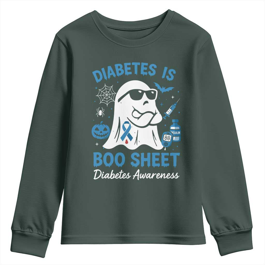 Diabetes is Boo Sheet Youth Sweatshirt Funny Halloween Ghost Diabetes Type 1 2 Support
