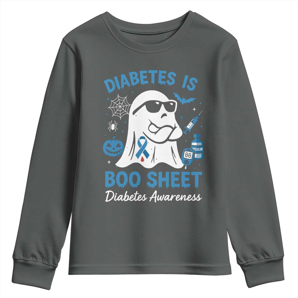 Diabetes is Boo Sheet Youth Sweatshirt Funny Halloween Ghost Diabetes Type 1 2 Support