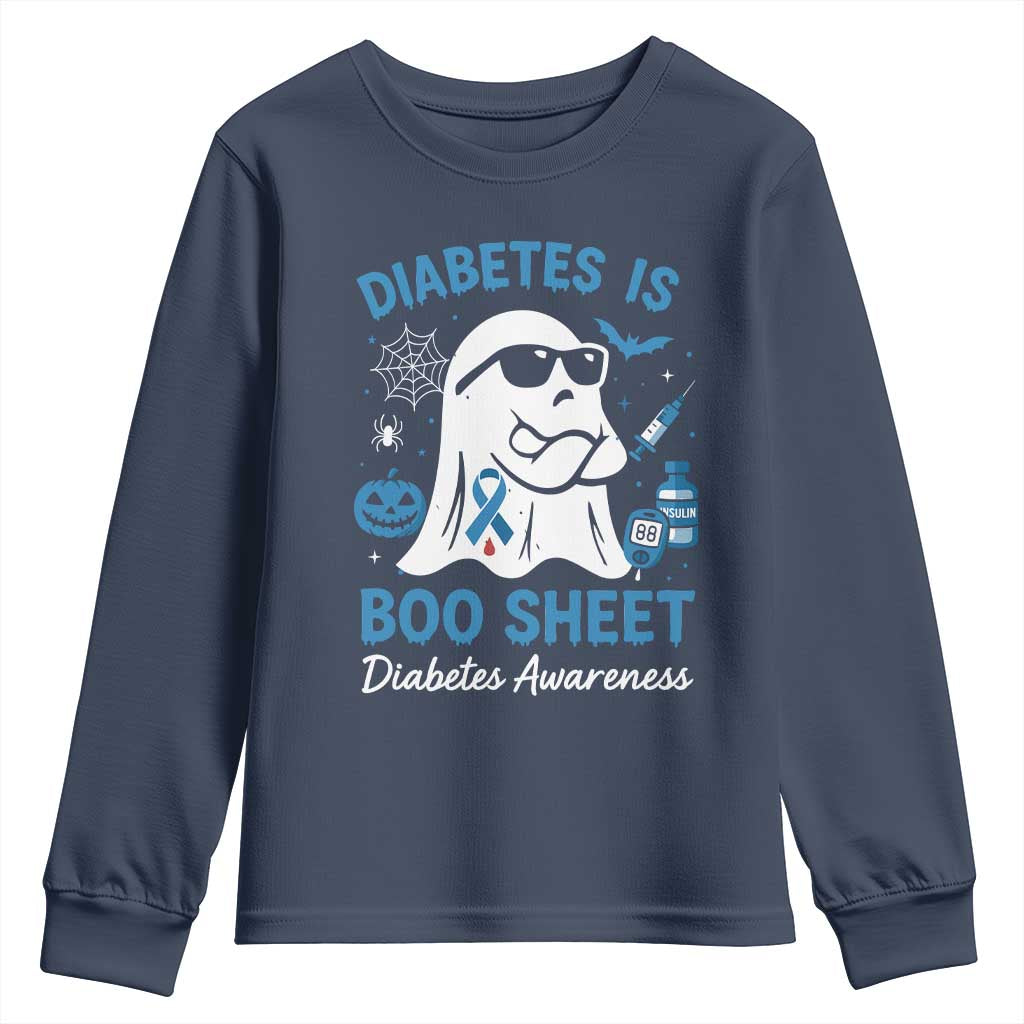 Diabetes is Boo Sheet Youth Sweatshirt Funny Halloween Ghost Diabetes Type 1 2 Support