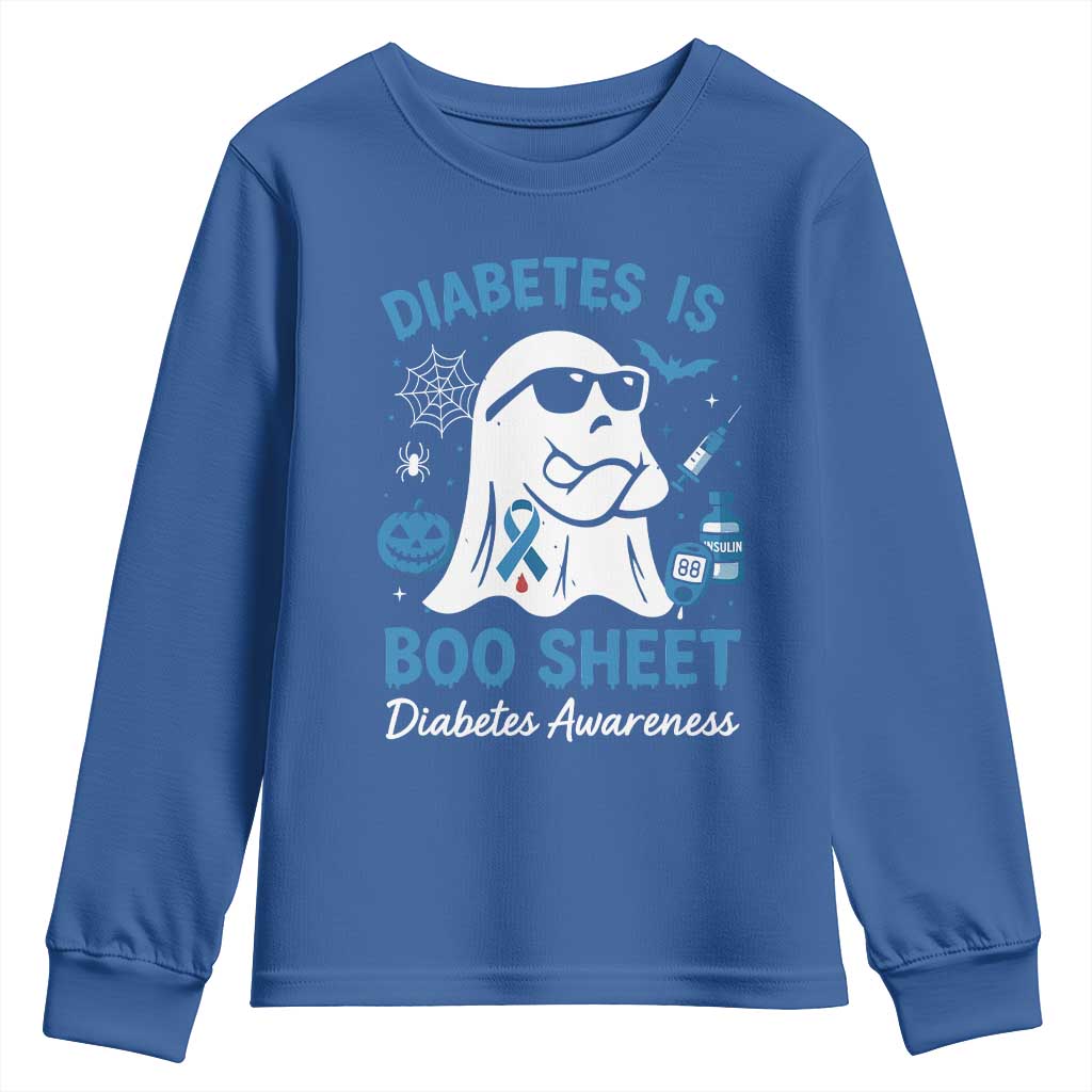 Diabetes is Boo Sheet Youth Sweatshirt Funny Halloween Ghost Diabetes Type 1 2 Support