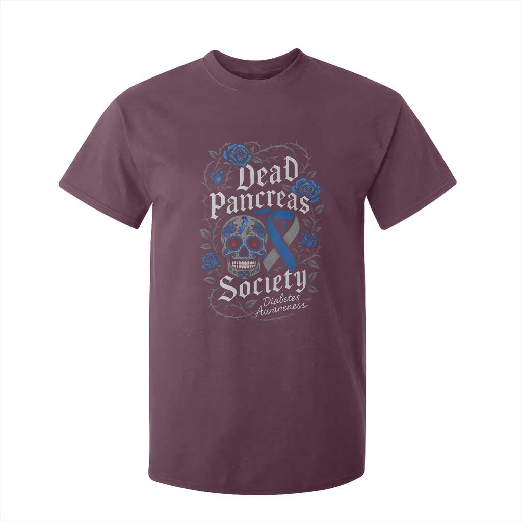 Funny Diabetes Type 1 Support T Shirt For Kid Dead Pancreas Society Sugar Skull