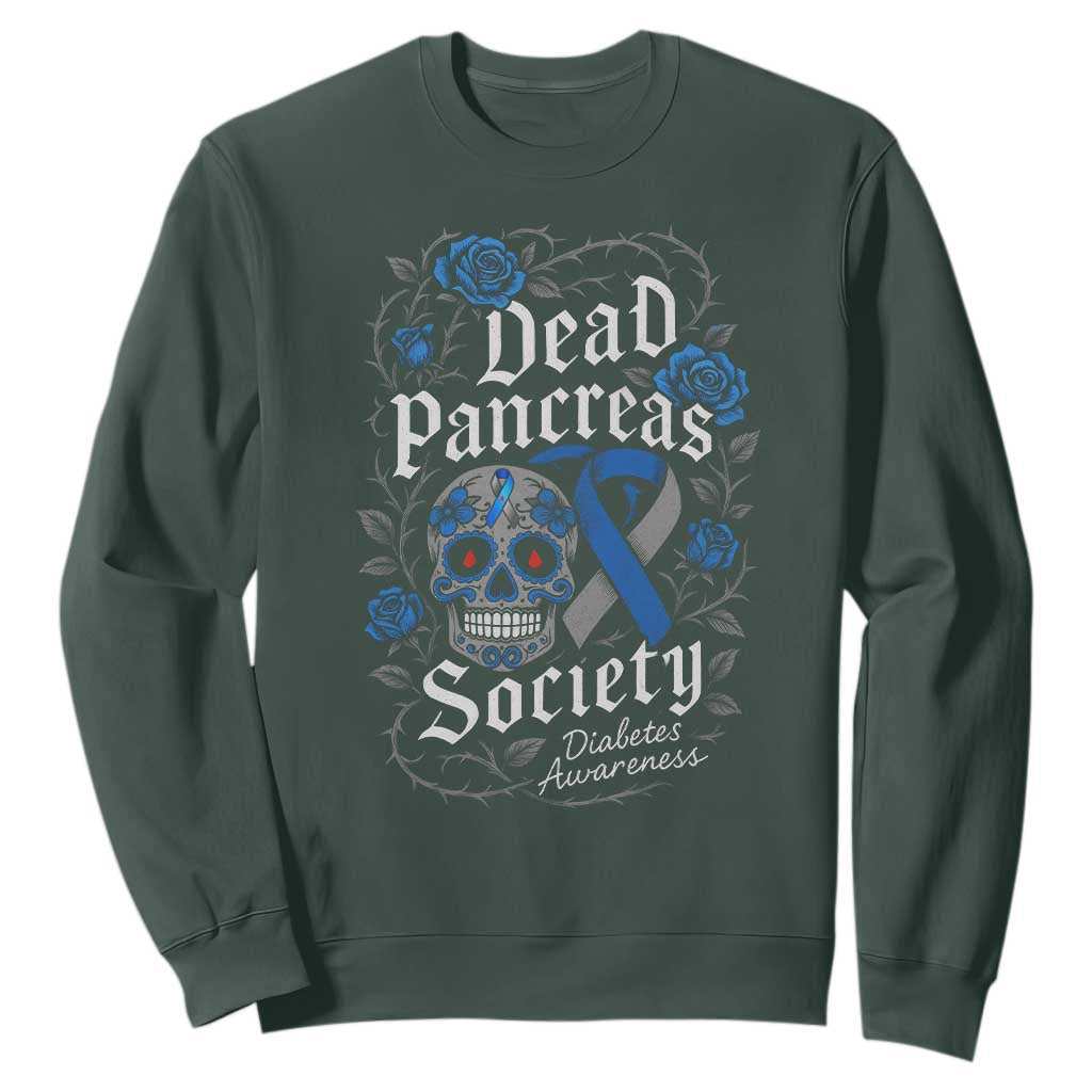 Funny Diabetes Type 1 Support Sweatshirt Dead Pancreas Society Sugar Skull