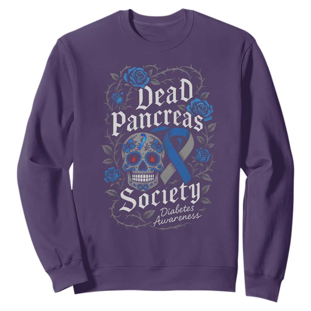 Funny Diabetes Type 1 Support Sweatshirt Dead Pancreas Society Sugar Skull