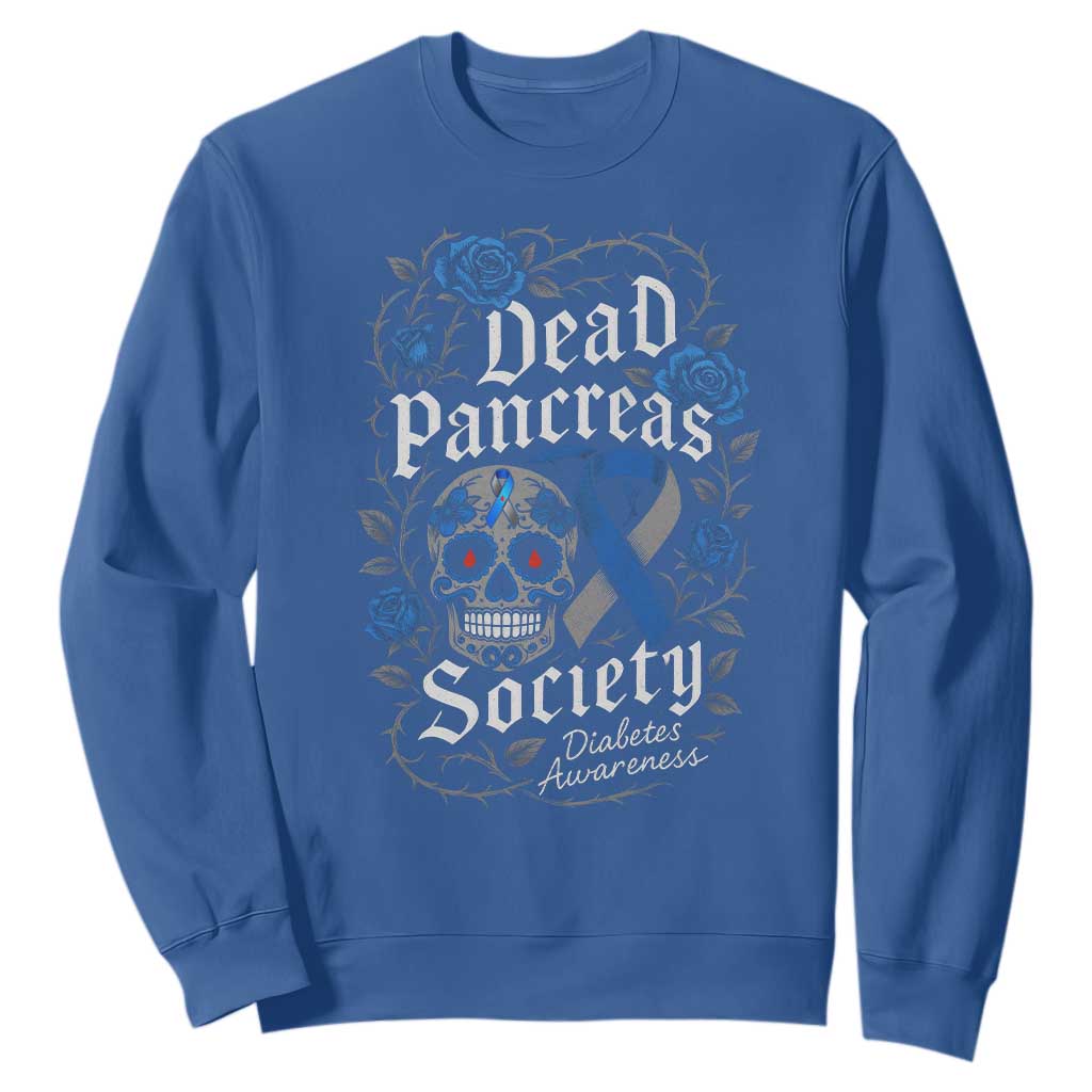 Funny Diabetes Type 1 Support Sweatshirt Dead Pancreas Society Sugar Skull