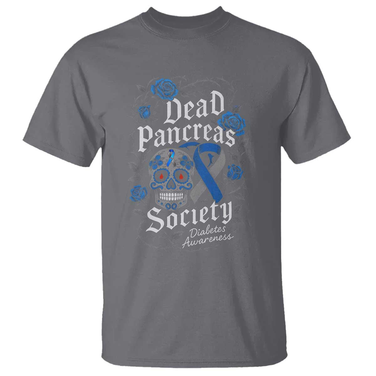Funny Diabetes Type 1 Support T Shirt Dead Pancreas Society Sugar Skull