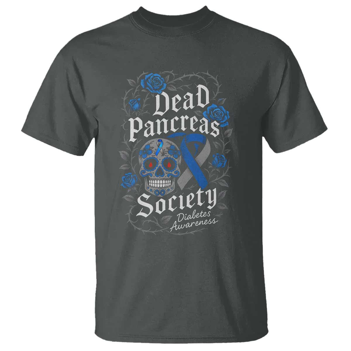 Funny Diabetes Type 1 Support T Shirt Dead Pancreas Society Sugar Skull