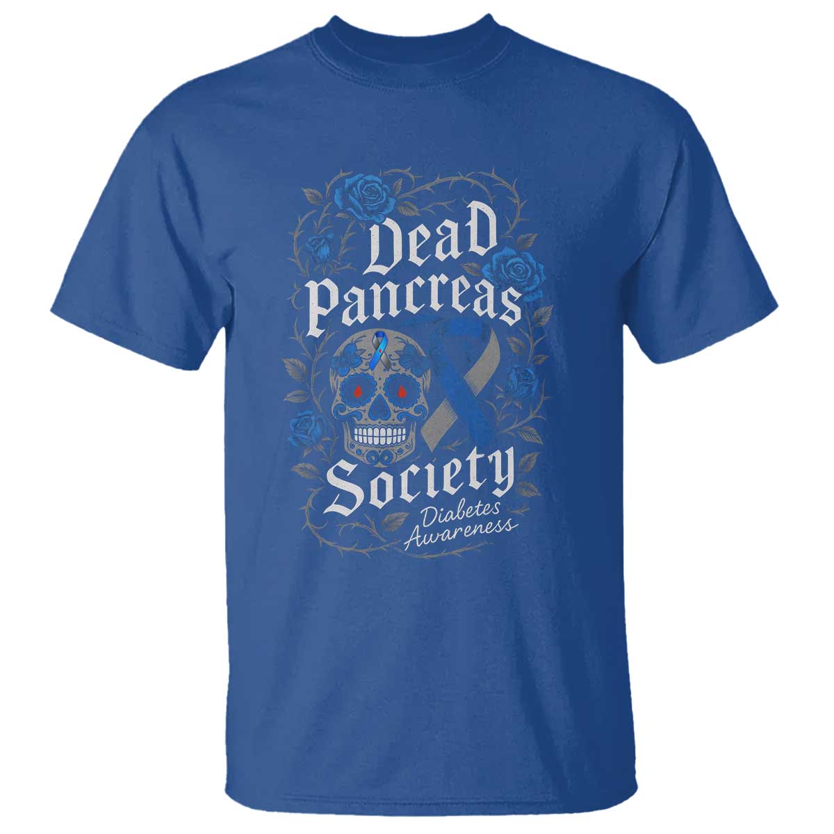 Funny Diabetes Type 1 Support T Shirt Dead Pancreas Society Sugar Skull