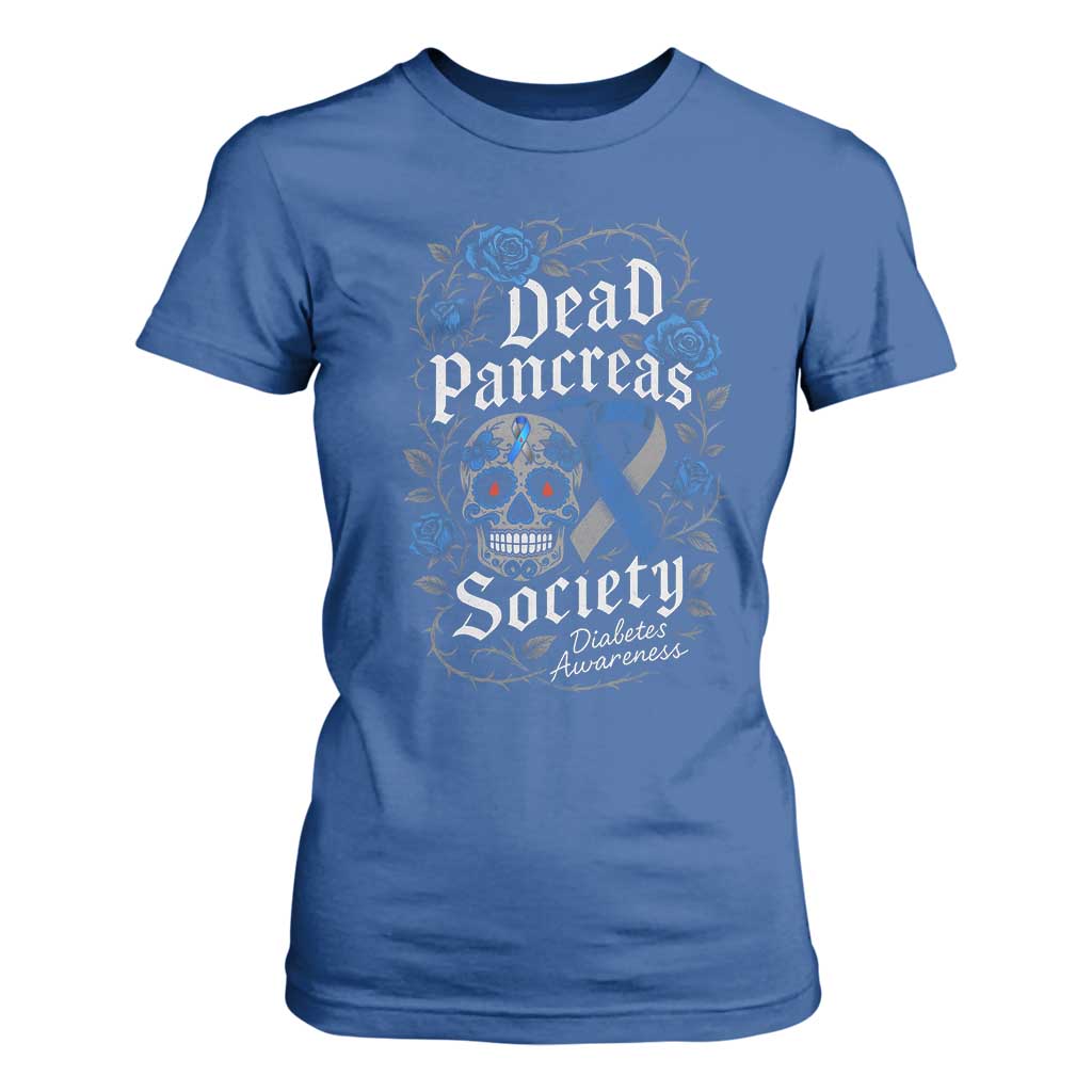 Funny Diabetes Type 1 Support T Shirt For Women Dead Pancreas Society Sugar Skull