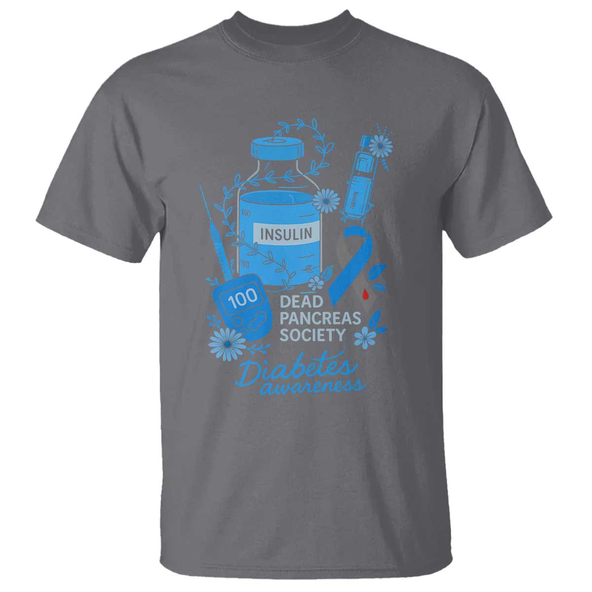 Dead Pancreas Society T Shirt Funny Diabetes Support Insulin T1D Support