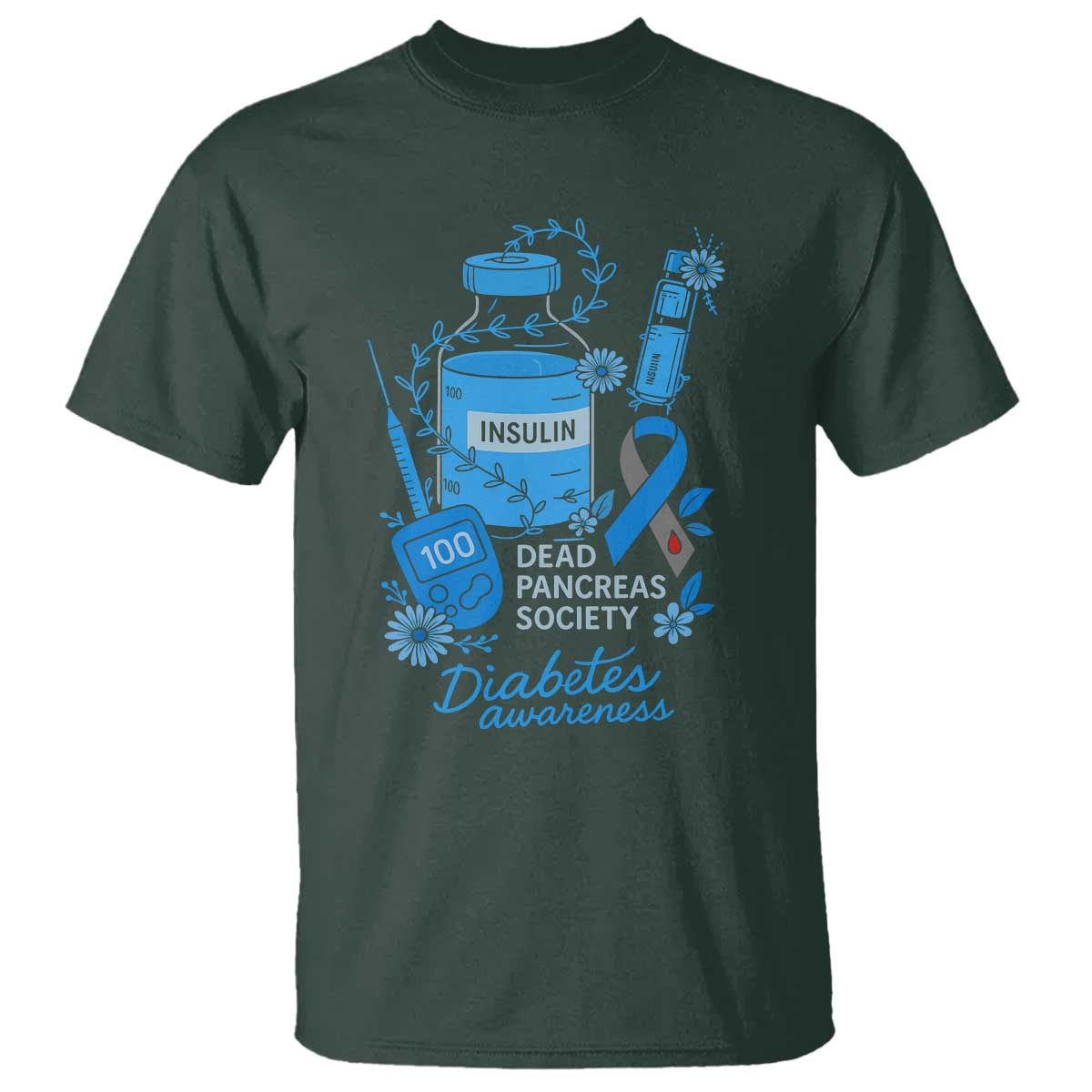 Dead Pancreas Society T Shirt Funny Diabetes Support Insulin T1D Support