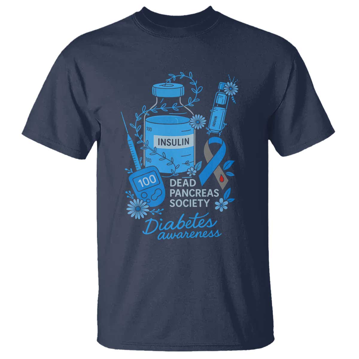 Dead Pancreas Society T Shirt Funny Diabetes Support Insulin T1D Support