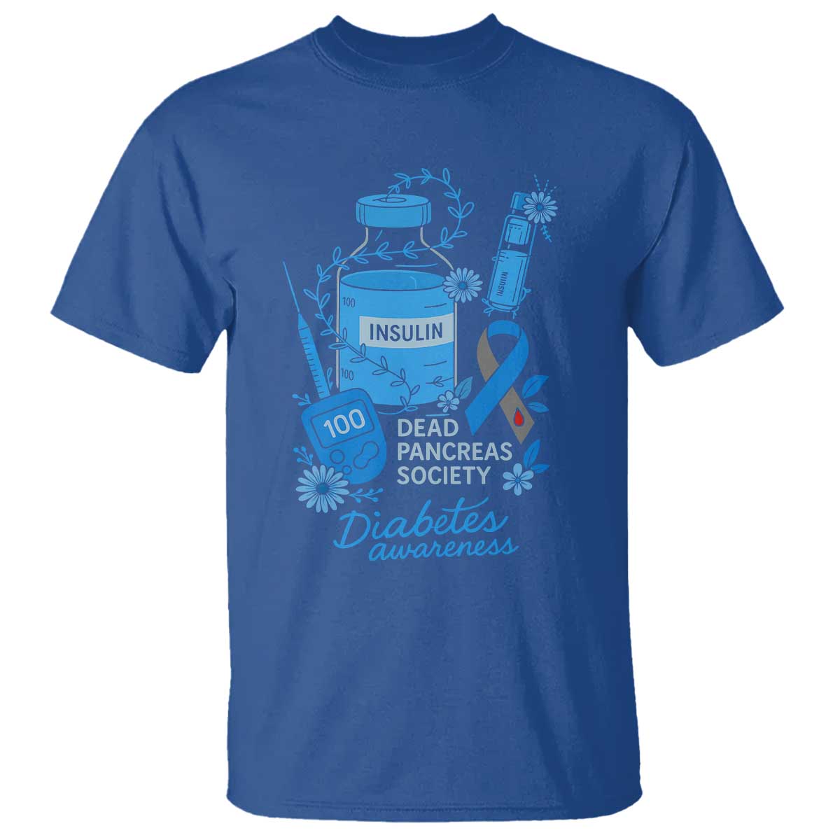 Dead Pancreas Society T Shirt Funny Diabetes Support Insulin T1D Support