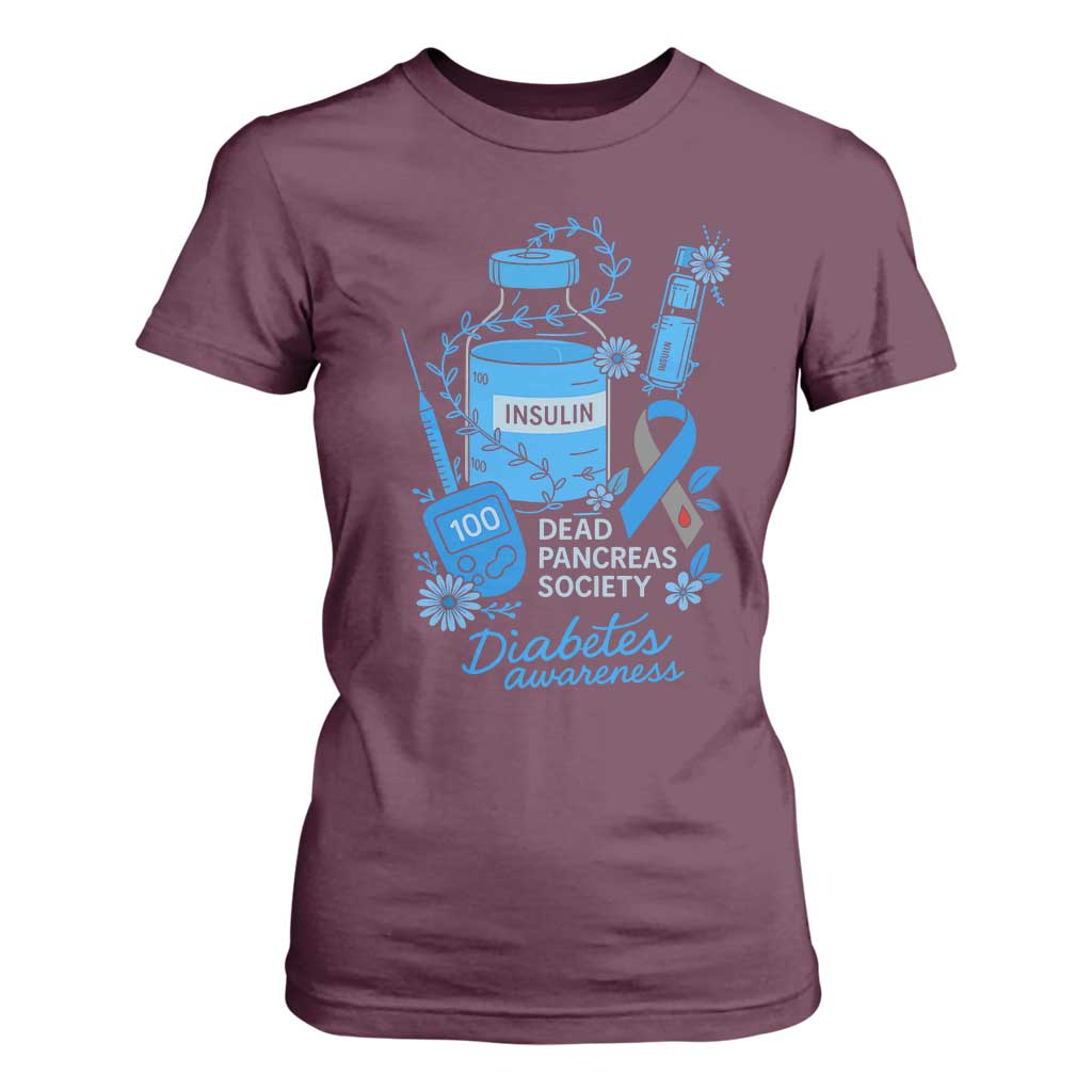 Dead Pancreas Society T Shirt For Women Funny Diabetes Support Insulin T1D Support