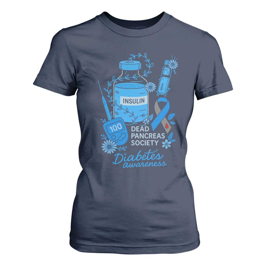 Dead Pancreas Society T Shirt For Women Funny Diabetes Support Insulin T1D Support