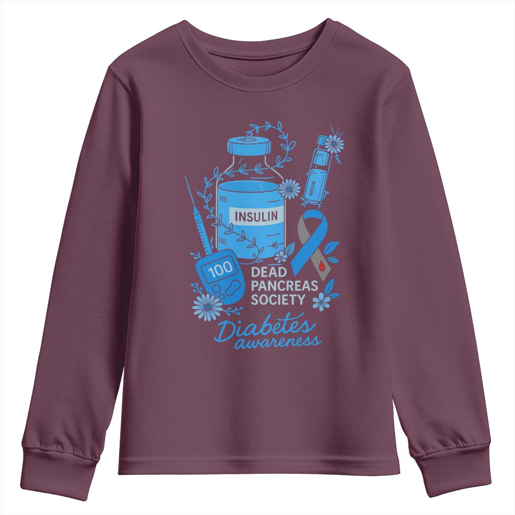 Dead Pancreas Society Youth Sweatshirt Funny Diabetes Support Insulin T1D Support