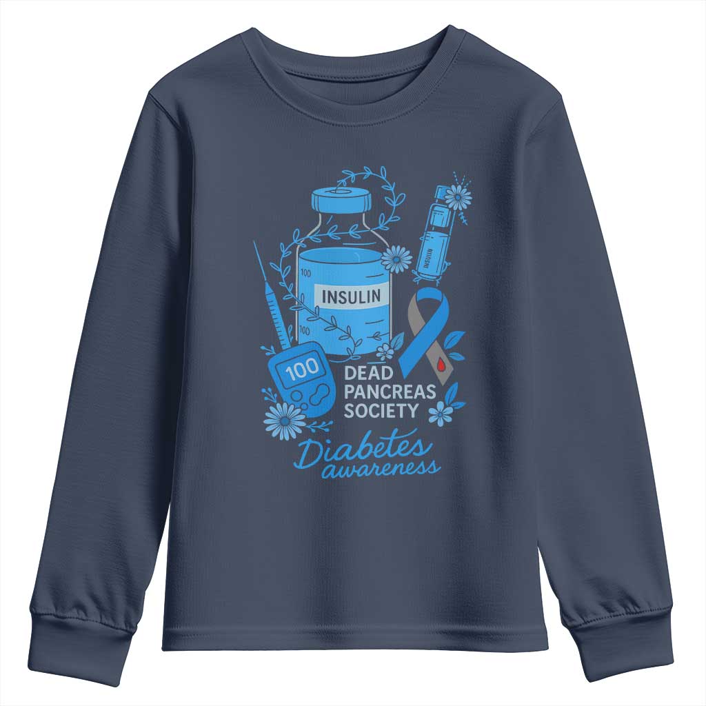 Dead Pancreas Society Youth Sweatshirt Funny Diabetes Support Insulin T1D Support