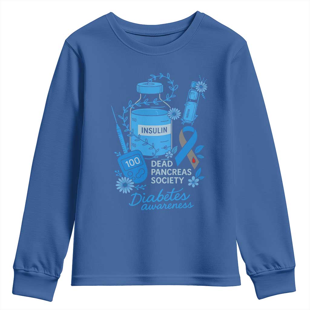 Dead Pancreas Society Youth Sweatshirt Funny Diabetes Support Insulin T1D Support