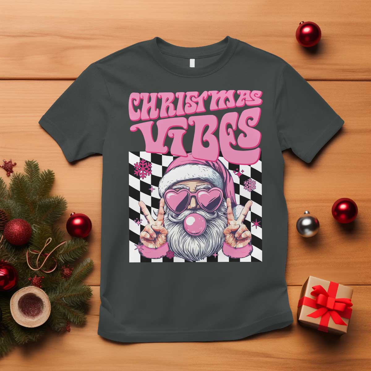funny-pink-santa-christmas-t-shirt-christmas-vibes-checkboard