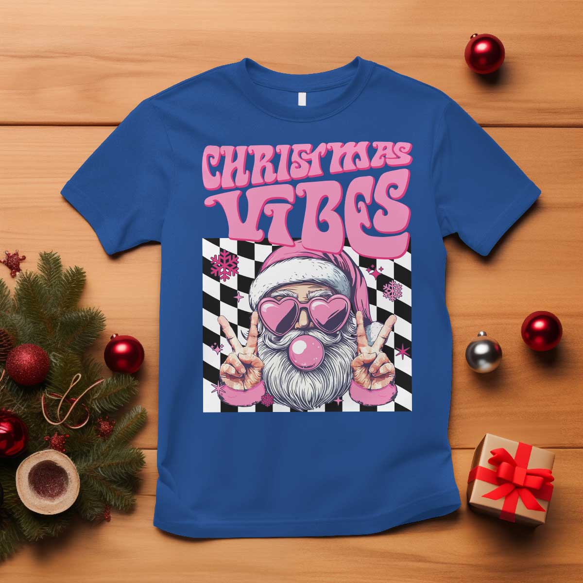 funny-pink-santa-christmas-t-shirt-christmas-vibes-checkboard
