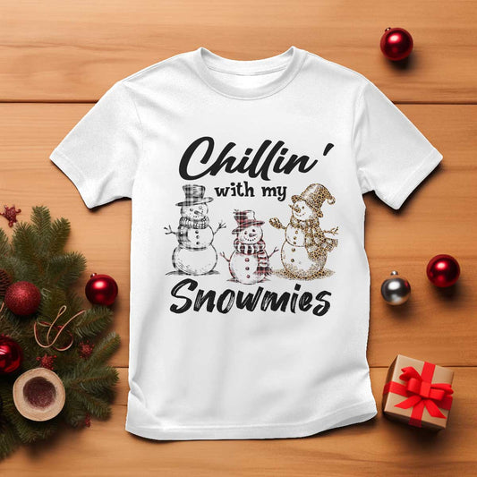 funny-christmas-t-shirt-chilln-with-my-snowmies-plaid-snowman