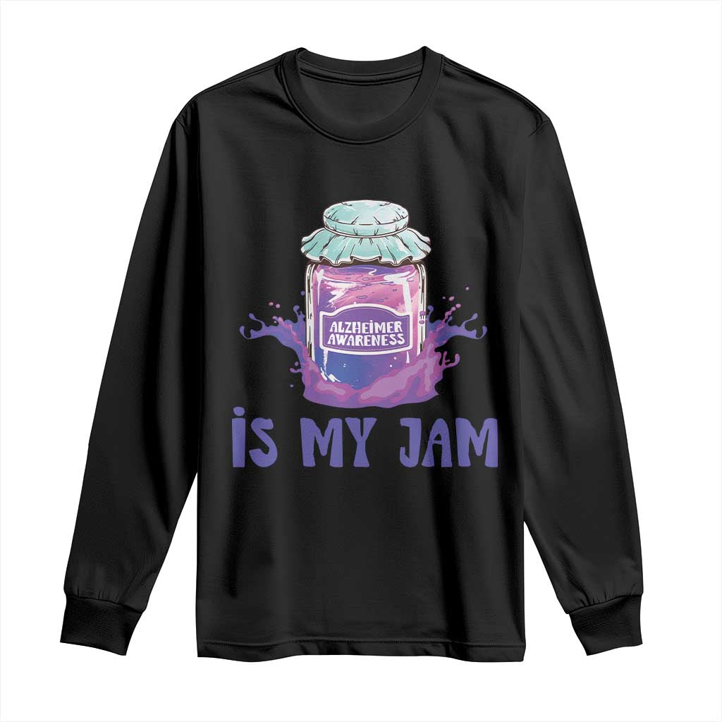 Alzheimer Is My Jam Long Sleeve Shirt Alzheimer Support Funny Saying Quotes Grape Jar